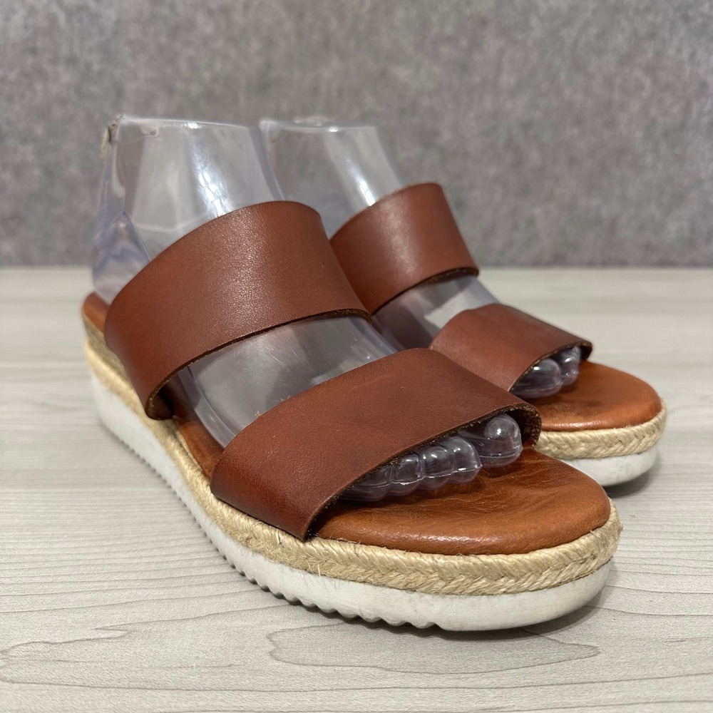 Bertuchi Platform Wedge Sandals Womens 41 US 9.5-10 Brown Leather Espadrille